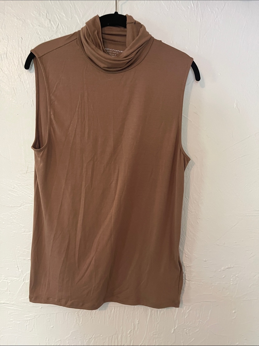 Sleeveless Turtleneck Tank Top in Chocolate Brown
